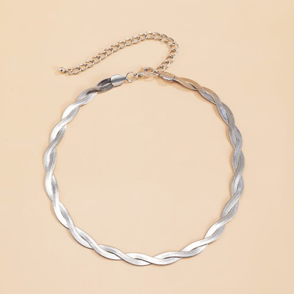 Silver-Plated Crossing Snake Choker Necklace Sale