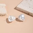 Pearl & Silver-Plated Hammered Triangle Stud Earrings Online