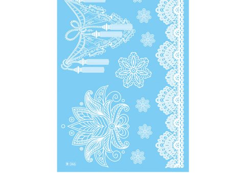 White Floral Tassel Temporary Tattoos-Set Of 5 For Sale