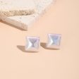 Pearl & Silver-Plated Rhombus Stud Earrings Hot on Sale