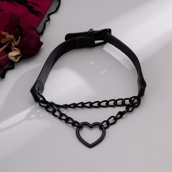 Black Heart Layered Choker Necklace For Sale