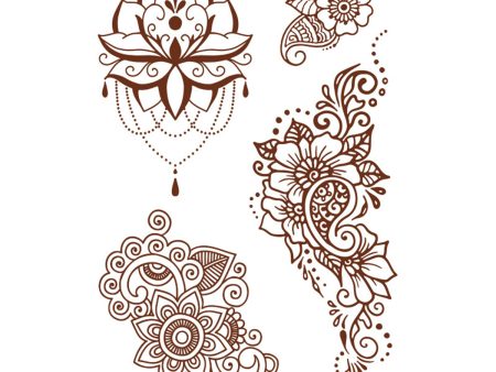 Red Flower Lotus Temporary Tattoo Set - 5 Pcs Online Sale