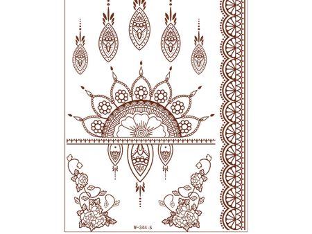 Red Floral Paisley-Accent Temporary Tattoo Set - 5 Pcs Online now