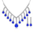 Blue Crystal & Cubic Zirconia Pear Statement Necklace & Drop Earrings For Discount