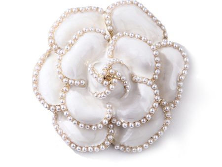 White & Pearl Camellia Brooch Online Sale