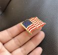 Red Enamel & 18K Gold-Plated American Flag Brooch Fashion