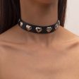 Black Polystyrene & Silver-Plated Heart Station Choker Necklace Online