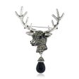 Black Crystal & Silver-Plated Cubic Zirconia-Accent Reindeer Brooch Online