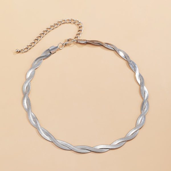 Silver-Plated Crossing Snake Choker Necklace Sale