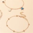 Blue Enamel & 18K Gold-Plated Star Anklet Set For Cheap