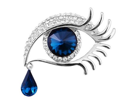 Blue Crystal & Cubic Zirconia Eye Brooch Online now