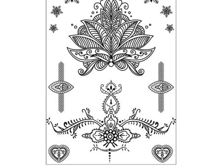 Black Floral Snowflake Temporary Tattoos-Set Of 5 Sale