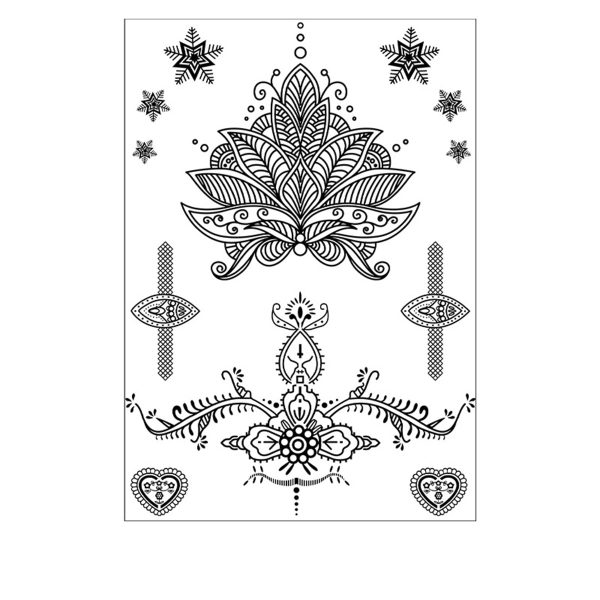 Black Floral Snowflake Temporary Tattoos-Set Of 5 Sale