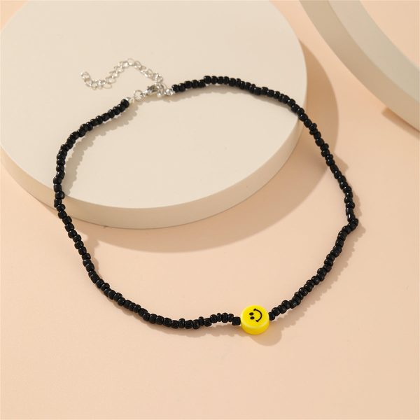 Black Howlite & Silver-Plated Smiley Beaded Choker Necklace Hot on Sale