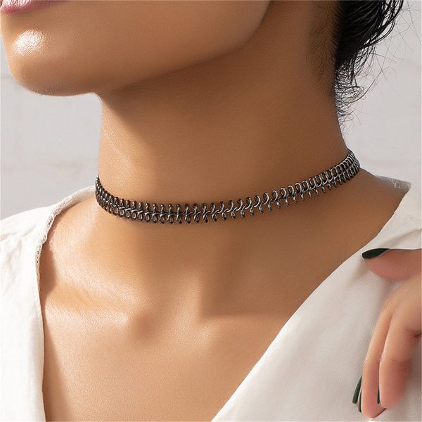 Black Fishbone Choker Necklace Online