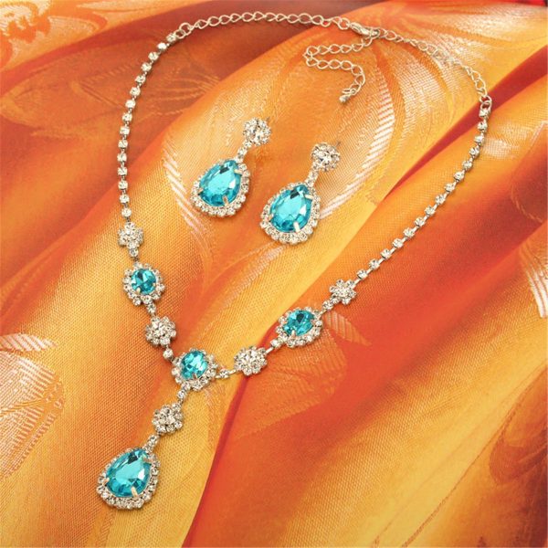 Blue Crystal & Cubic Zirconia Drop Earrings & Statement Necklace Online Hot Sale