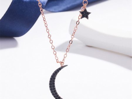 Black Cubic Zirconia & 18K Rose Gold-Plated Pendant Necklace Fashion