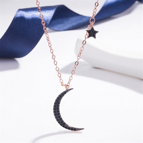 Black Cubic Zirconia & 18K Rose Gold-Plated Pendant Necklace Fashion