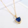 Blue Crystal & Cubic Zirconia Heart Halo Pendant Necklace For Sale