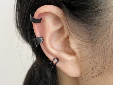 Black Layered Ear Cuff Set Cheap