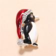 White Cubic Zirconia & Red Enamel Santa Penguin Brooch Cheap