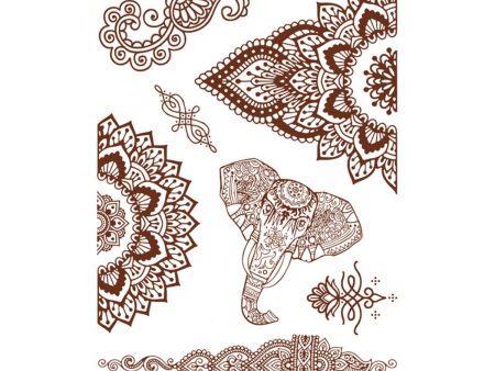 Red Flower Elephant Temporary Tattoo Sheet - 5 Pcs Online