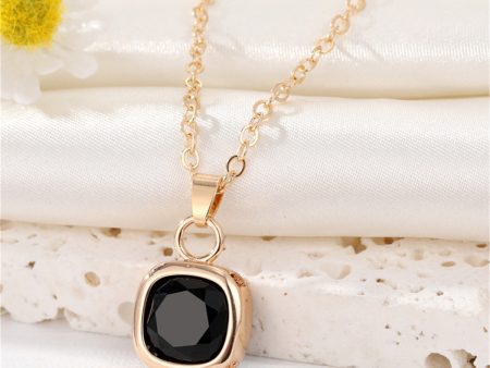 Black Crystal & 18K Gold-Plated Square Pendant Necklace Online