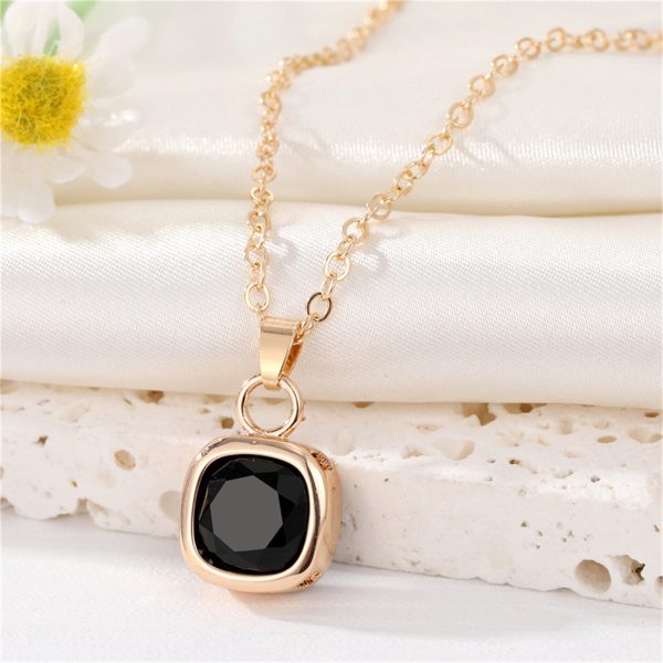 Black Crystal & 18K Gold-Plated Square Pendant Necklace Online