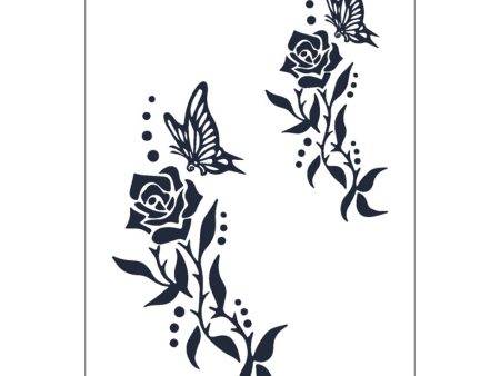 Black Flower & Butterfly Temporary Tattoo Sheet - 5 Pcs Hot on Sale