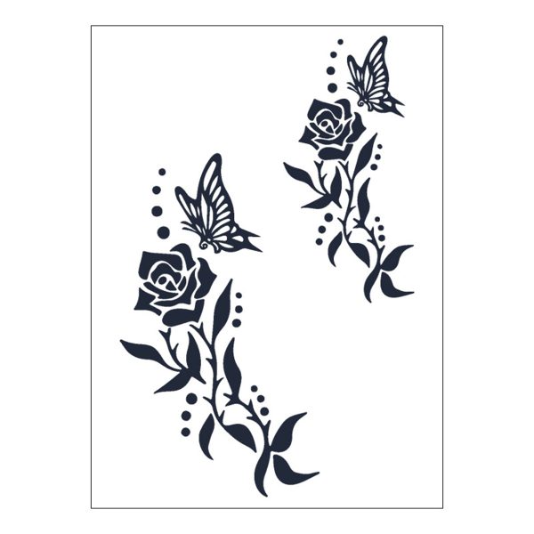 Black Flower & Butterfly Temporary Tattoo Sheet - 5 Pcs Hot on Sale