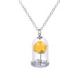 Silver-Plated & Yellow Velvet Rose Pendant Necklace Supply