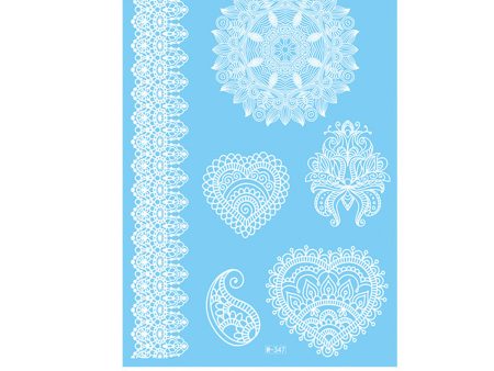 White Filigree Heart Temporary Tattoo Set - 5 Pcs Online Hot Sale