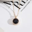 Black Quartz & Cubic Zirconia Ball-Chain Round Pendant Necklace Cheap