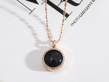 Black Quartz & Cubic Zirconia Ball-Chain Round Pendant Necklace Cheap