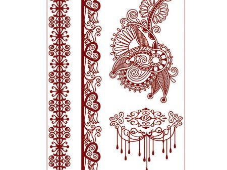 Red Flying Heart Botanical Temporary Tattoo Sheet - 5 Pcs Cheap