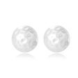 Pearl & Silver-Plated Hammered Round Stud Earrings Discount