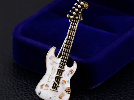 White & Cubic Zirconia Guitar Brooch Discount