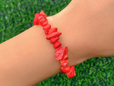 Red Quartz Beaded Stretch Bracelet Discount