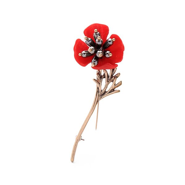 Red Enamel & Pearl 18k Gold-Plated Plum Blossom Brooch Online