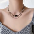 Black Enamel & Silver-Plated Curb Chain Layered Choker Online now