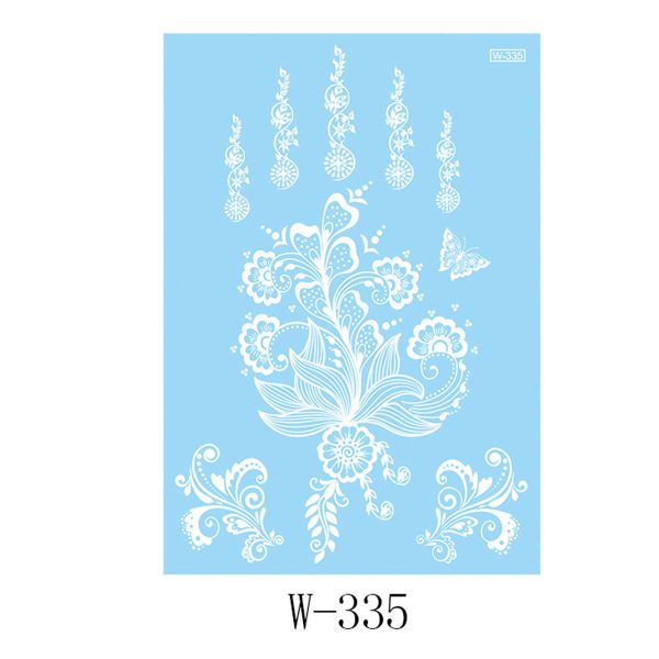 White Lace-Print Botanical Temporary Tattoo Set - 5 Pcs For Discount