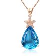 Blue Crystal & Cubic Zirconia Pear Cut Flower Pendant Necklace Online