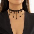 Black Flower Chain-Drop Choker For Discount