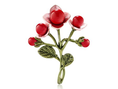 Red & Green Botany Brooch Sale