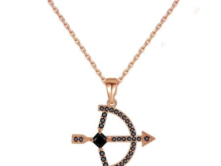 Black Crystal & Cubic Zirconia 18K Rose Gold-Plated Bow Arrow Pendant Necklace Supply