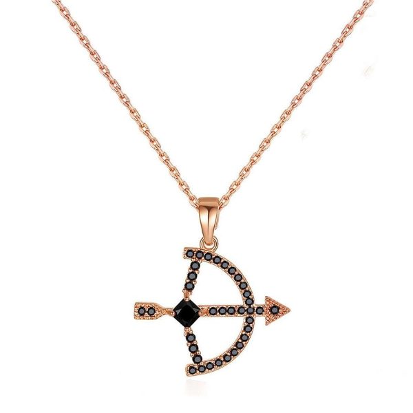 Black Crystal & Cubic Zirconia 18K Rose Gold-Plated Bow Arrow Pendant Necklace Supply