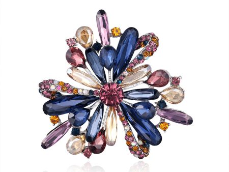 Pink & Multicolor Cubic Zirconia & Silver-Plated Flower Brooch Supply