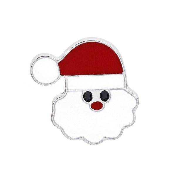 Silver-Plated & Red Enamel Santa Face Brooch Sale