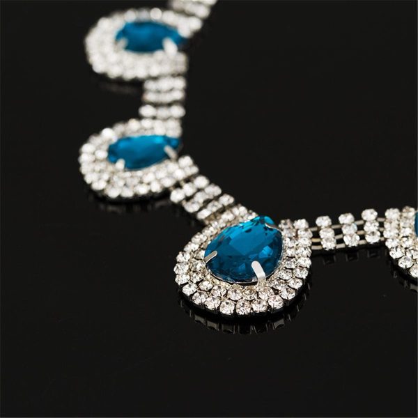 Blue Crystal & Cubic Zirconia Pear Statement Necklace Supply