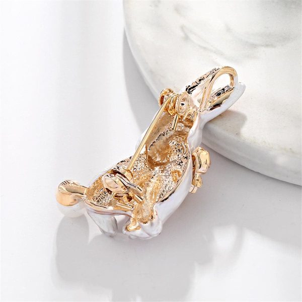 White & Cubic Zirconia Rabbit Brooch Discount